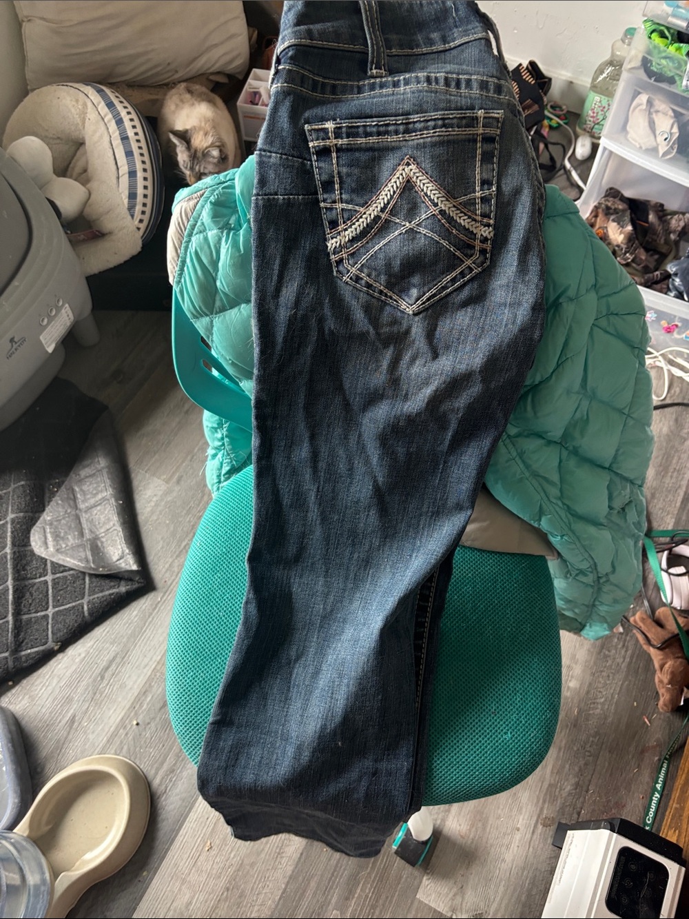 Ariat Dark Blue Boot Cut Jeans with Embroidered Back Pocket